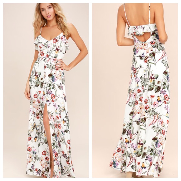 bloom on ivory floral print maxi dress